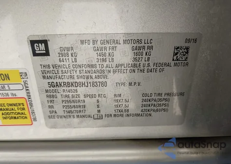 2017 Buick Enclave Leather z USA, uszkodzony, nr VIN 5GAKRBKD8HJ183780